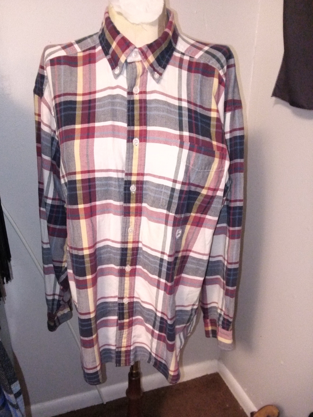 Duck Head White Plaid Button-Down Shirt with Navy & Burgundy